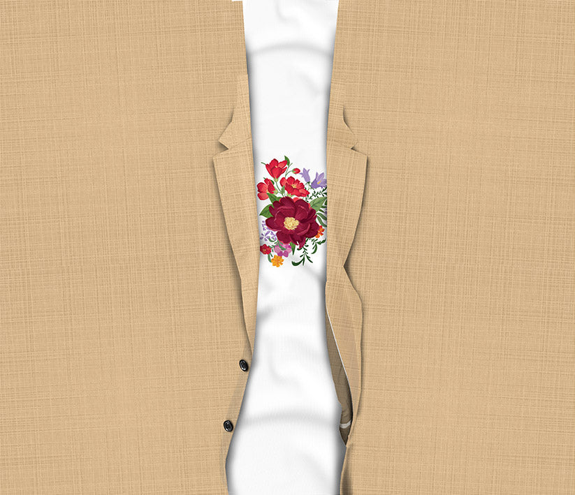 Linen Blazer with White Tee with Flower